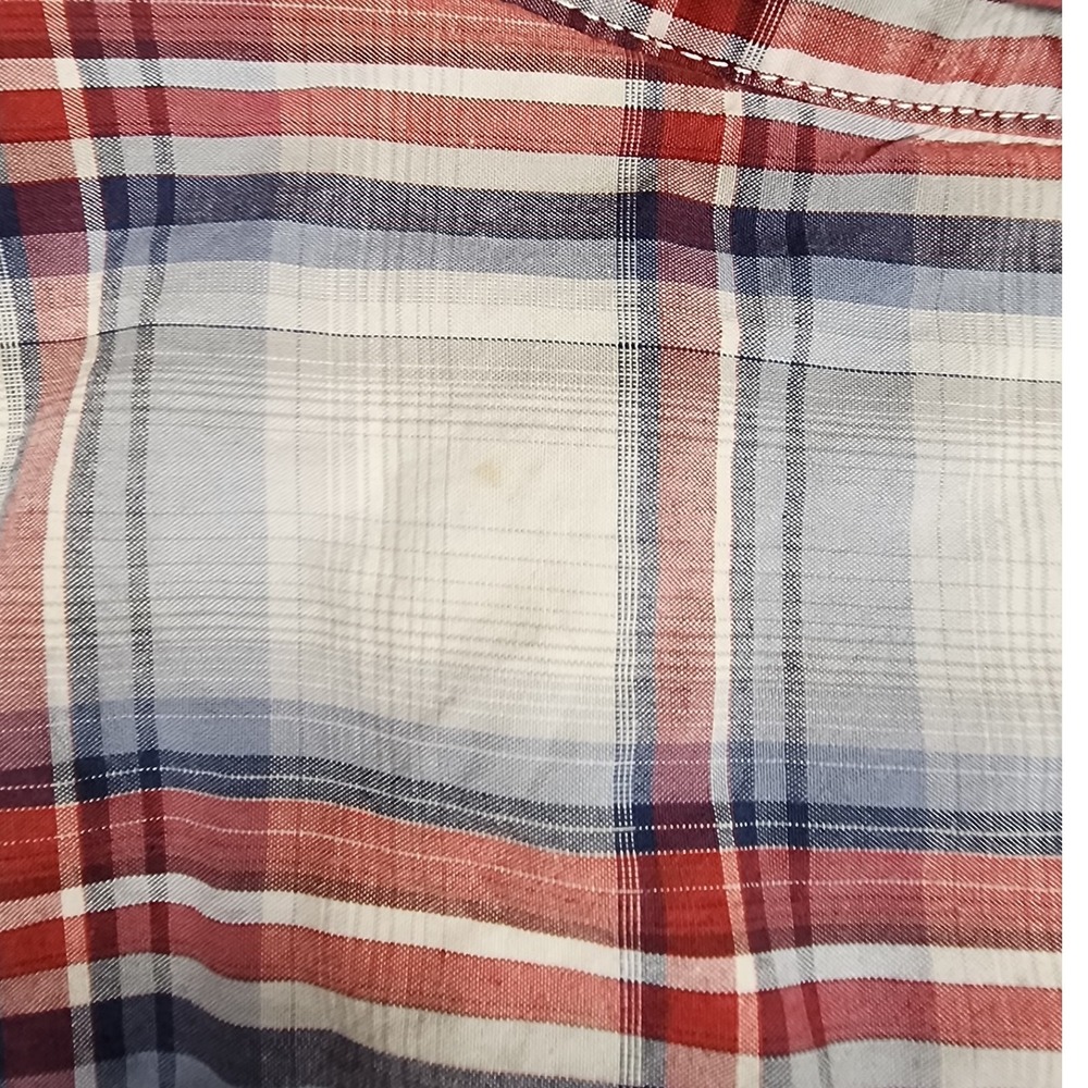 Roper Mens XL Red White Blue Plaid‎ Long Sleeve Western Snap Shirt Country Chore - Picture 4 of 9